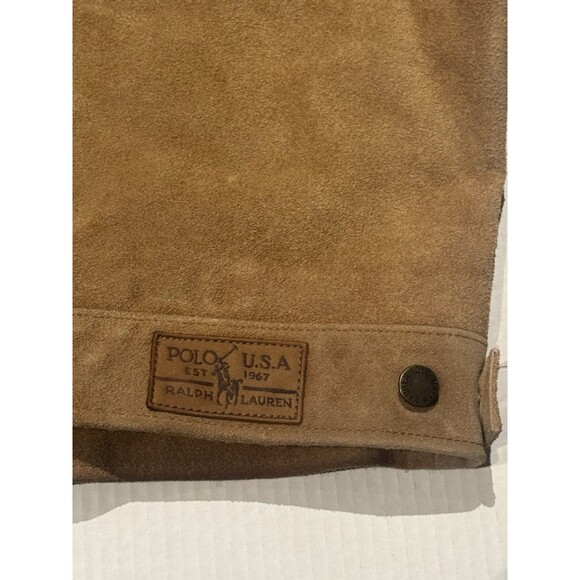 90s Polo Ralph Lauren Suede Leather Jacket Mens XL Brown Plaid Ranch Coat Rare - Picture 10 of 13